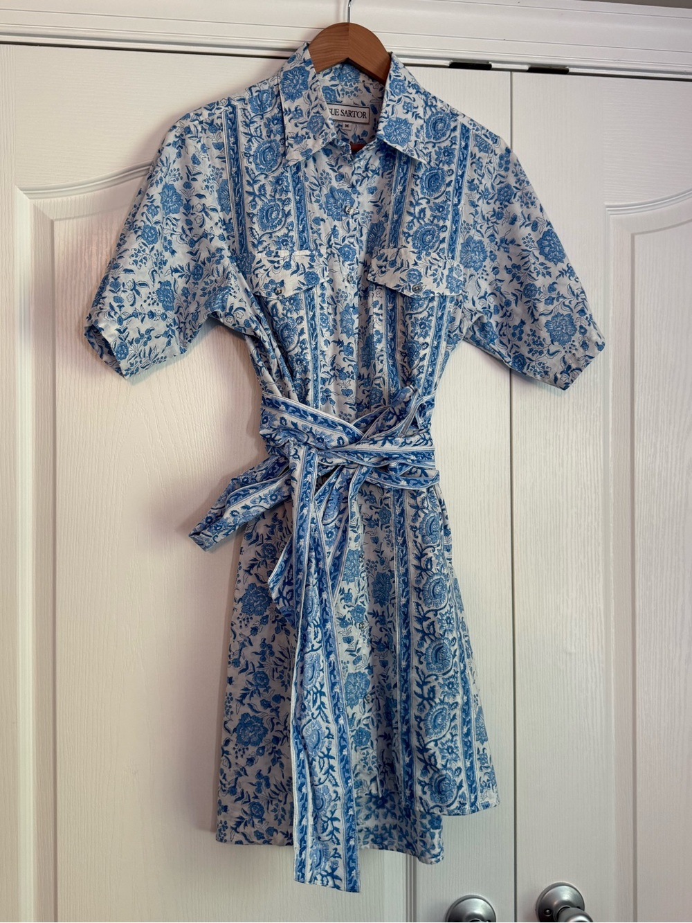 Sue Sartor Dress Blue/White